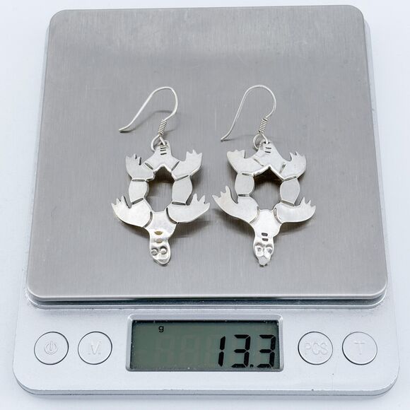 Vintage Mexico Taxco Sterling Silver 925 Turtle Dangle Earrings - Picture 8 of 8